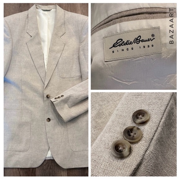 Eddie Bauer LINEN‎ Cotton Blend BLAZER SPORT COAT MEN’S 44T Made In USA - Picture 1 of 10
